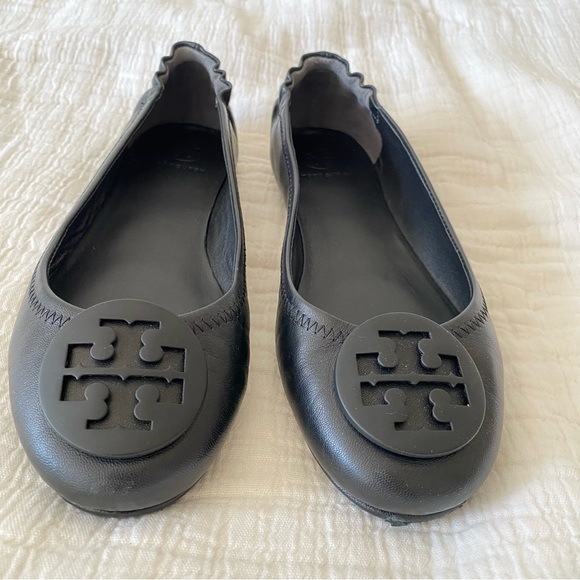 Tory Burch Minnie Travel Leather Ballet Black Flats size 7 - Picture 1 of 11